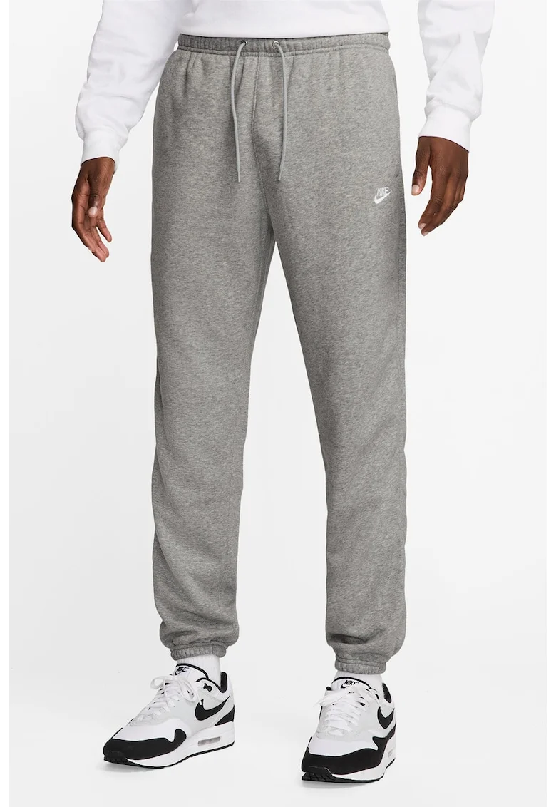 Pantaloni de trening cu buzunare laterale, snur, model uni, Gri melange