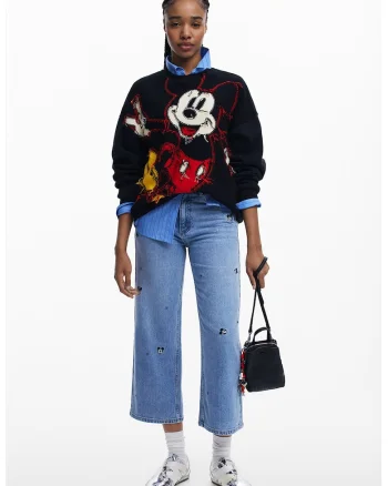 Bluza de trening cu model Mickey Moose, Rosu/Alb/Negru