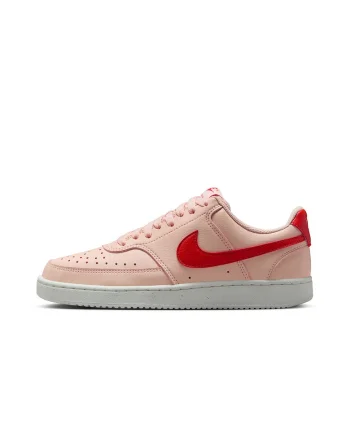 Pantofi sport Court Vision Low Next Nature din piele ecologica, Roz somon/Rosu vermillion