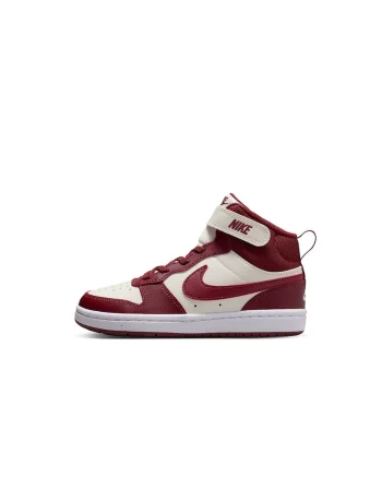 Pantofi sport mid-high cu insertii din piele Court Borough 2, Visiniu/Alb fildes