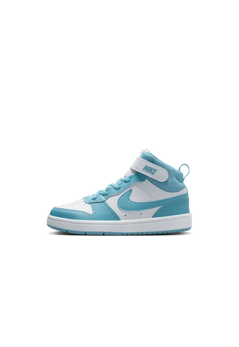 Pantofi sport mid-high cu insertii din piele Court Borough 2, Alb/Turcoaz