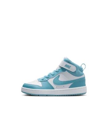 Pantofi sport mid-high cu insertii din piele Court Borough 2, Alb/Turcoaz