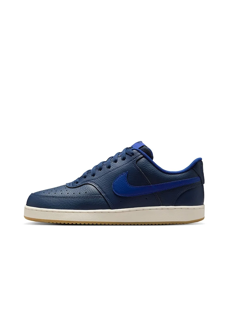 Pantofi sport Court Vision Low cu garnituri din piele, Albastru inchis