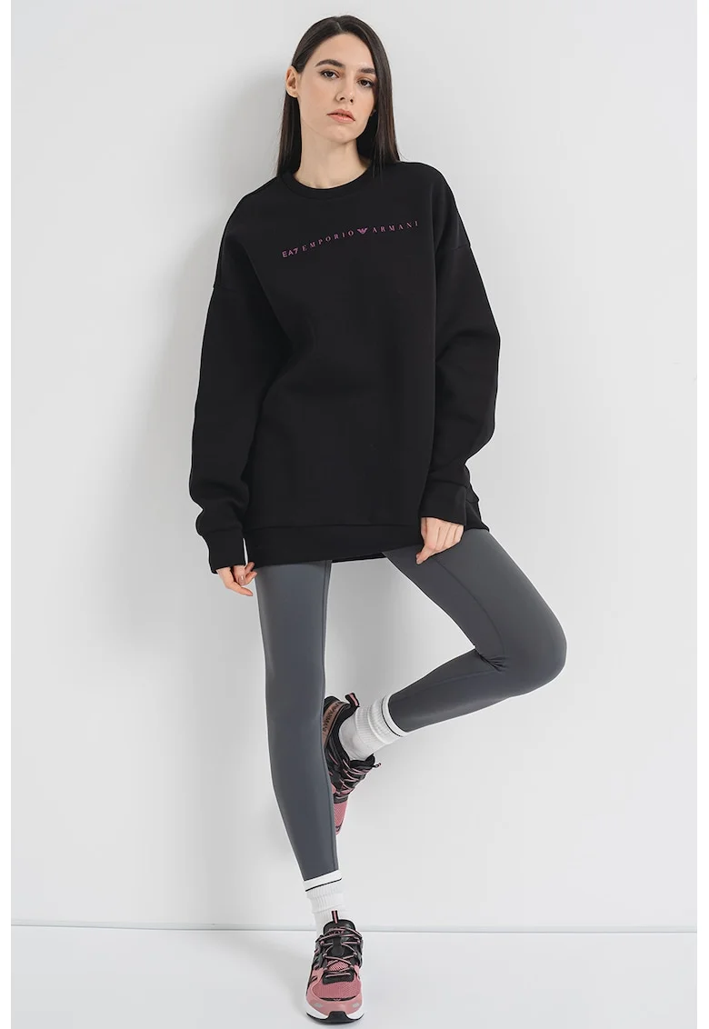 Bluza lejera de trening cu logo, Negru/Roz