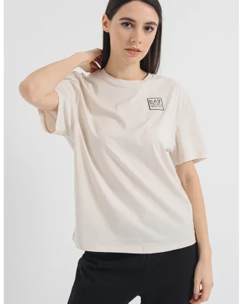 Tricou de bumbac cu detaliu logo, Alb murdar