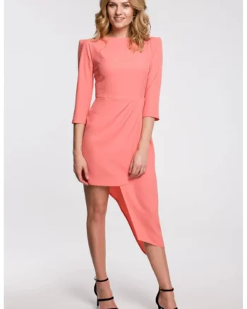 Rochie cu tiv asimetric si pliuri,, Portocaliu