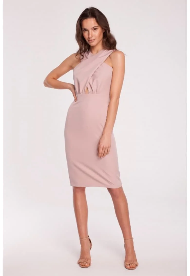 Rochie cu detaliu incrucisat in partea din fata,, Roz