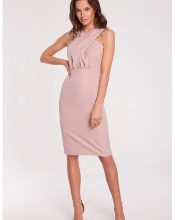 Rochie cu detaliu incrucisat in partea din fata,, Roz