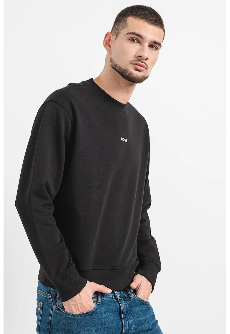 Bluza de trening cu croiala lejera WeSmallCrew, Negru