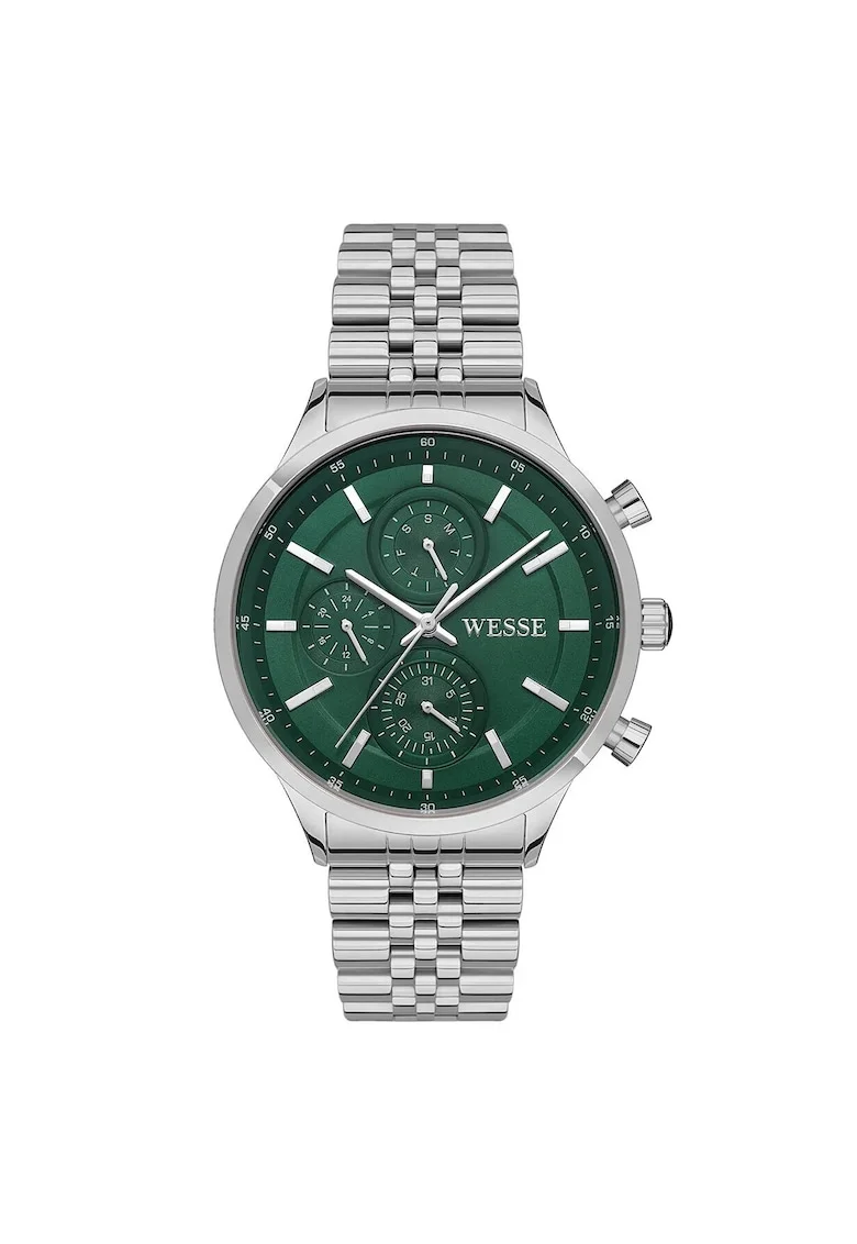 Ceas barbatesc  WWG207405, 43 mm, otel, rezistent la apa 5 ATM, argintiu, cadran verde
