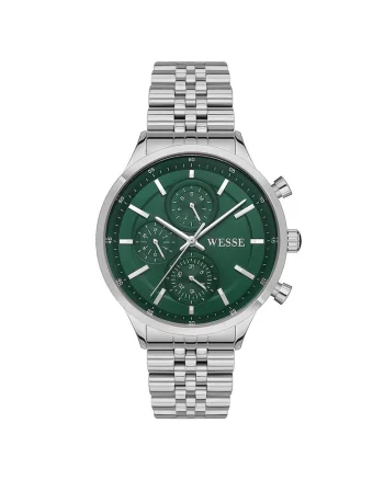 Ceas barbatesc  WWG207405, 43 mm, otel, rezistent la apa 5 ATM, argintiu, cadran verde