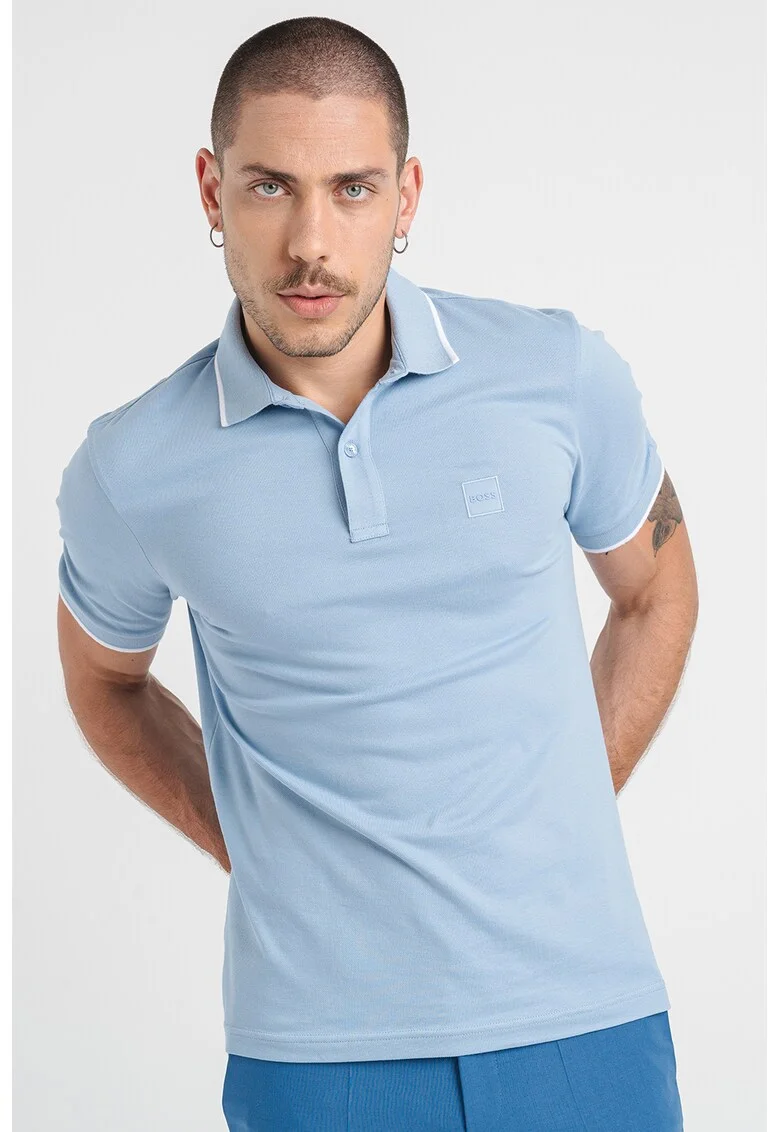 Tricou polo slim fit Passertip, Albastru deschis