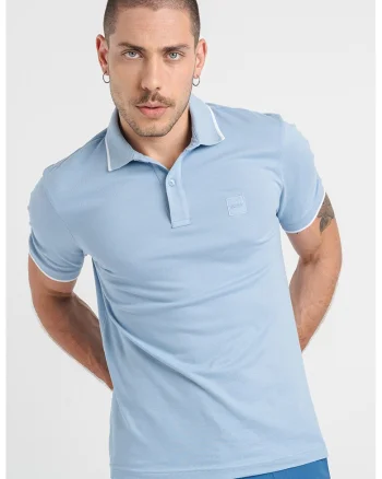 Tricou polo slim fit Passertip, Albastru deschis