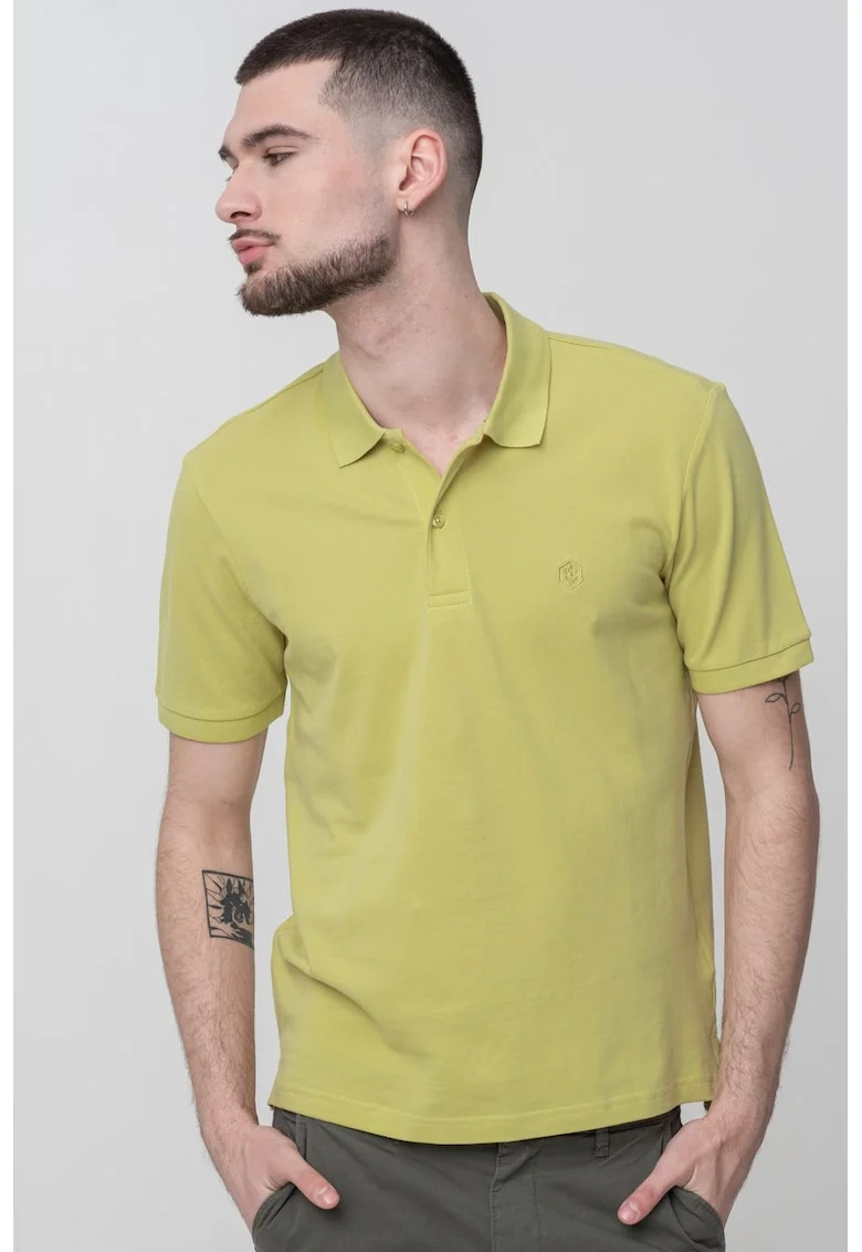 Tricou polo de bumbac pique, Verde fistic