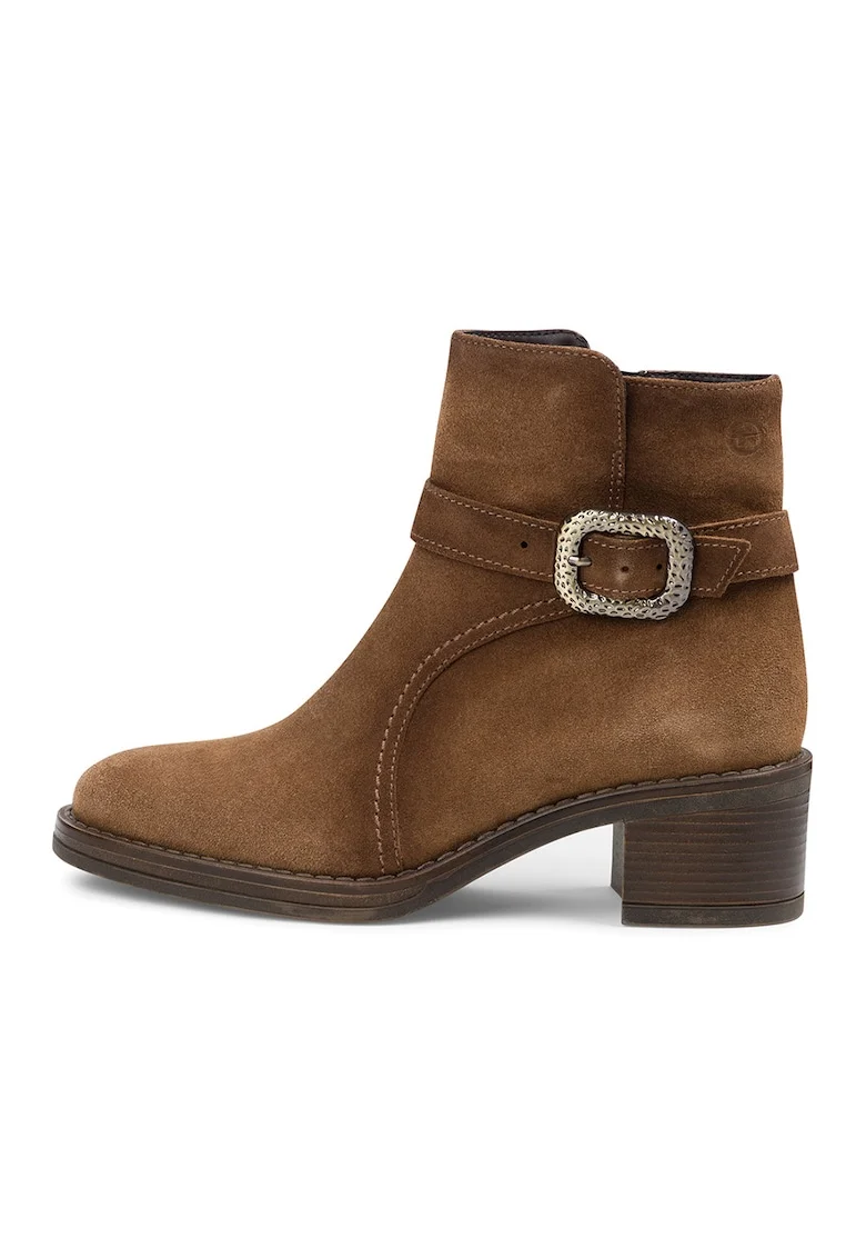 Botine de piele cu catarama, Caramel