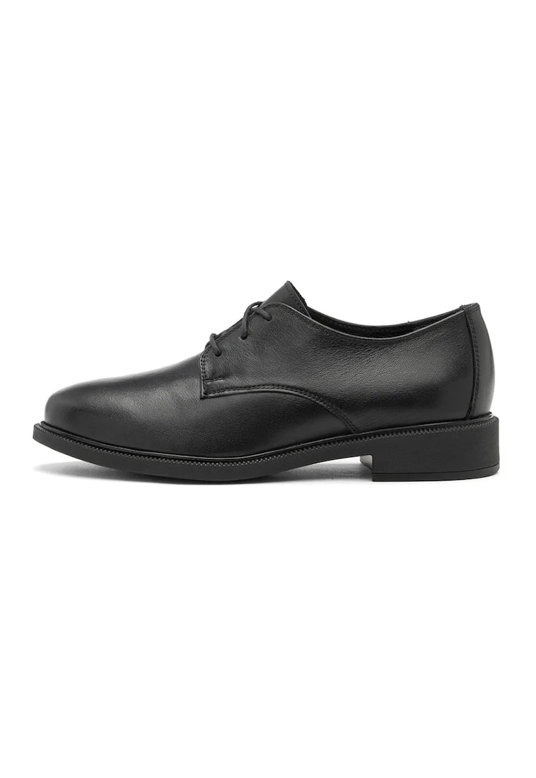 Pantofi din piele cu varf rotund, Negru