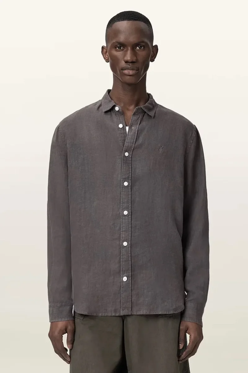 AllSaints cămașă pentru bărbați, din in LOOM