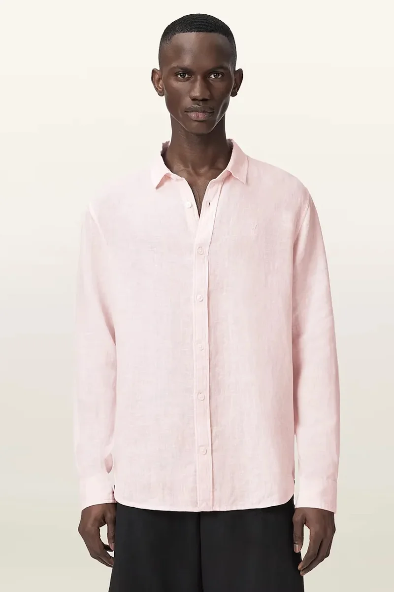 AllSaints cămașă pentru bărbați, din in LOOM
