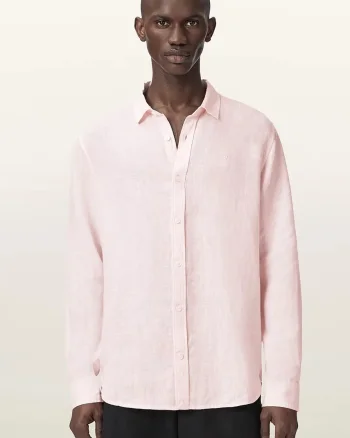 AllSaints cămașă pentru bărbați, din in LOOM