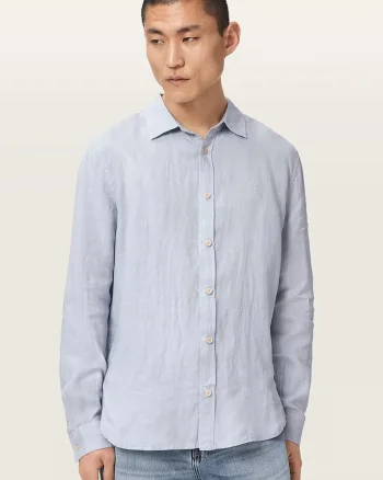 AllSaints cămașă pentru bărbați, din in LOOM