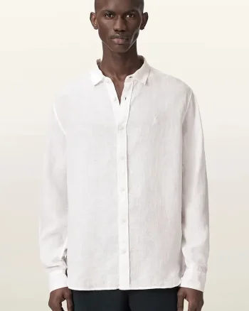 AllSaints cămașă pentru bărbați, din in LOOM