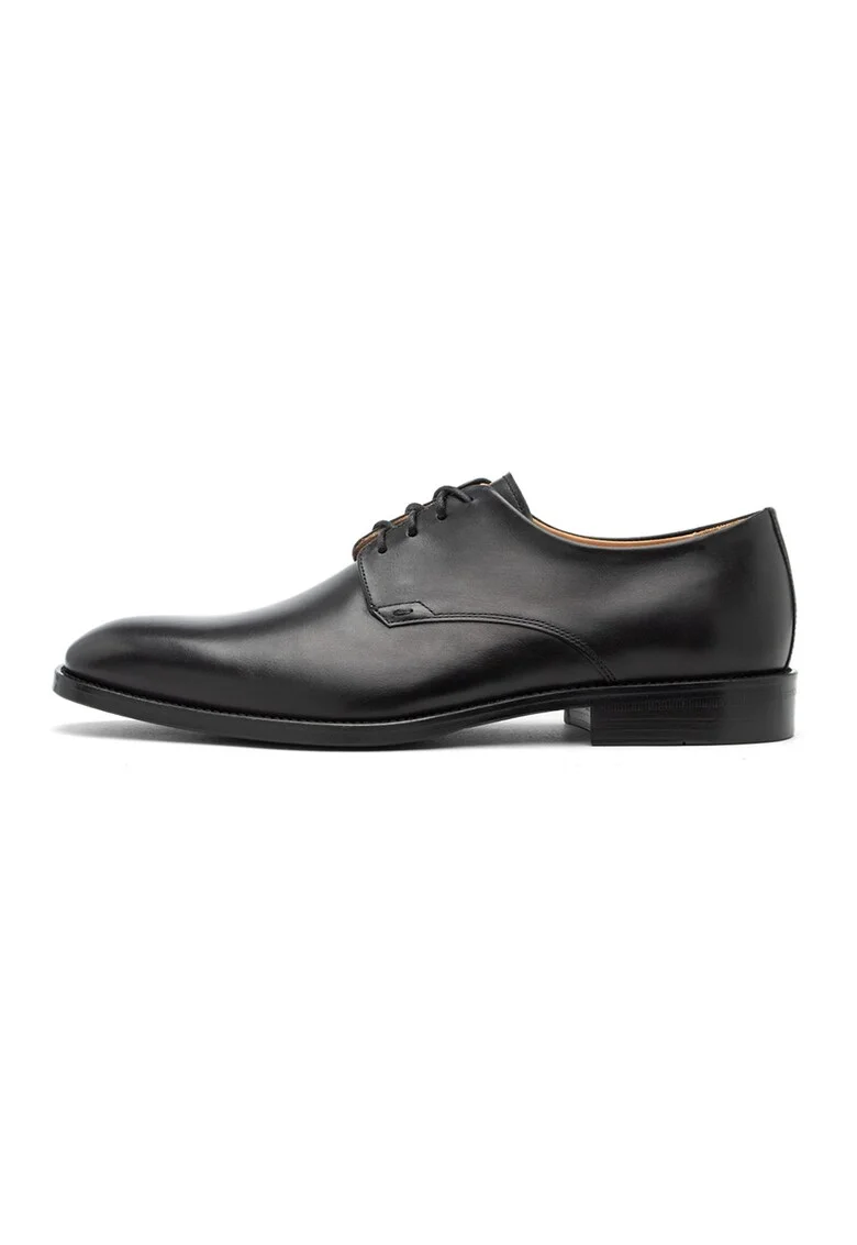 Pantofi din piele cu sireturi, Negru