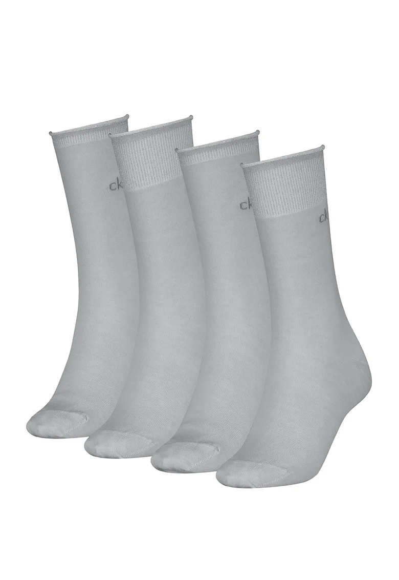 Set de sosete lungi cu aspect stralucitor - 4 perechi, Gri inchis