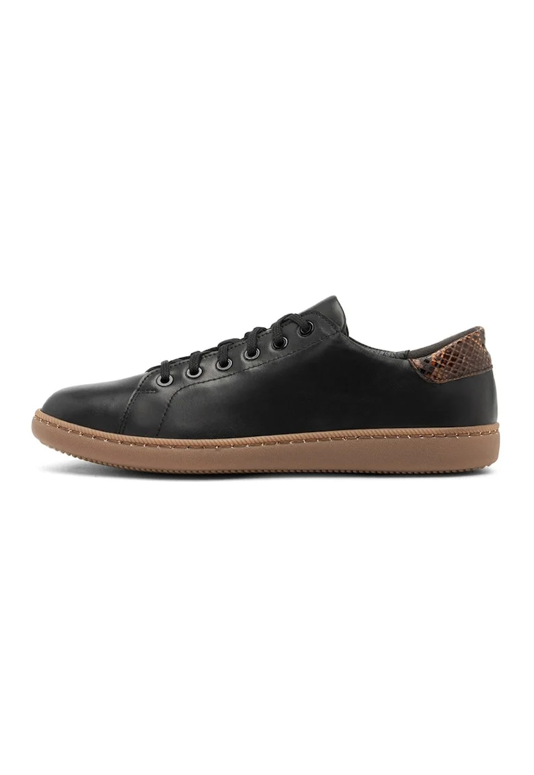 Pantofi sport din piele cu detalii, Negru/Maro