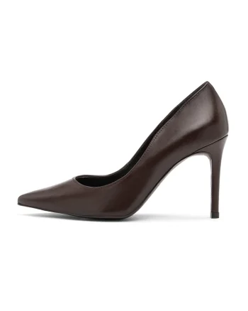 Pantofi stiletto de piele Linsey, Maro inchis