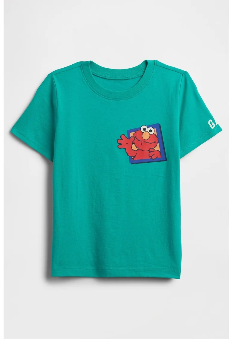 Tricou de bumbac cu imprimeu grafic, Coral/Verde persan