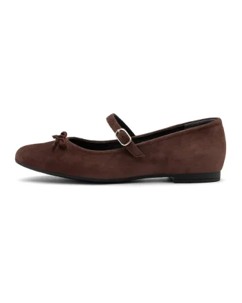Balerini Mary Jane cu detalii funda, Maro cognac