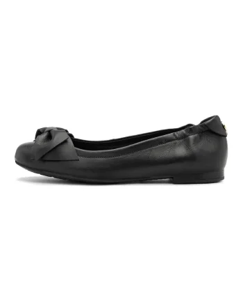 Balerini din piele cu funda, Negru