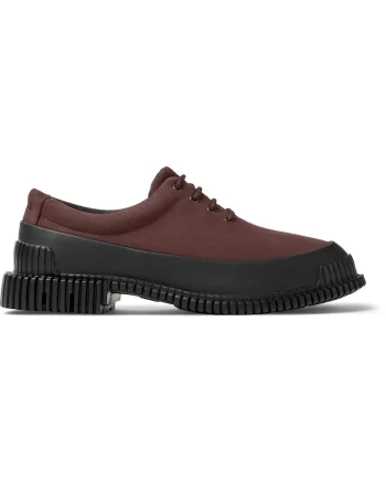 Pantofi de piele nabuc cu toc masiv, Rosu/Negru