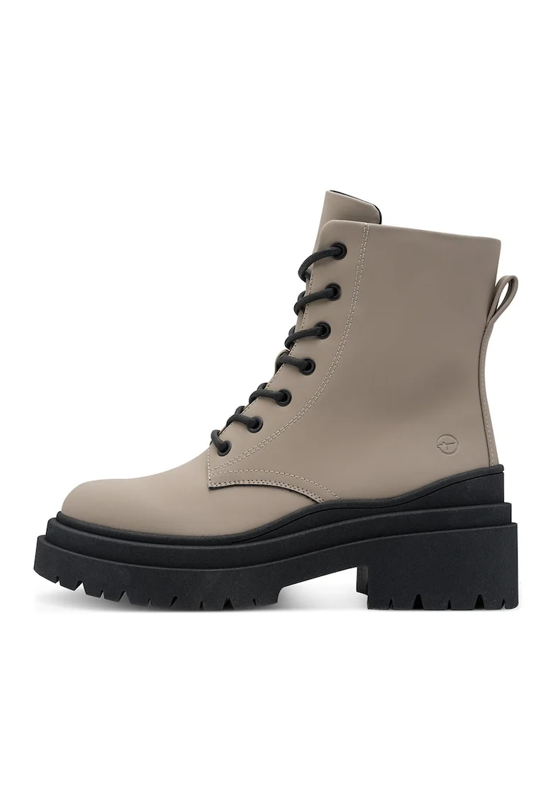 Bocanci de piele sintetica, Maro taupe deschis
