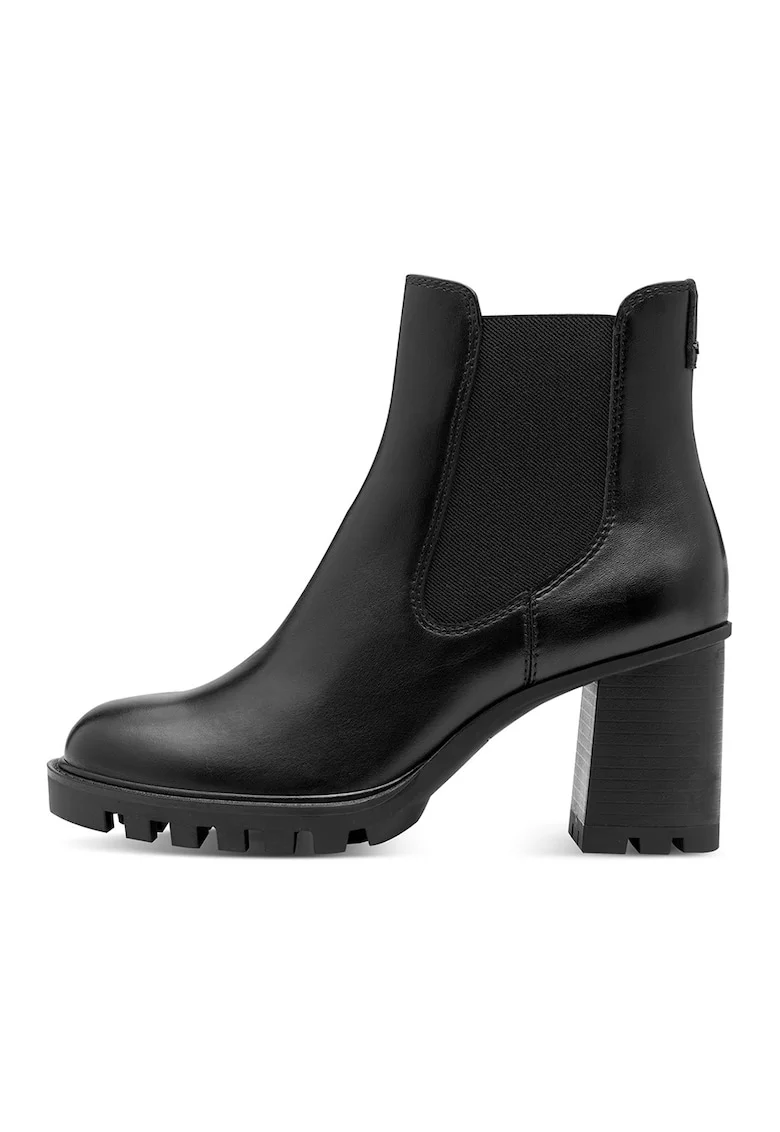 Botine Chelsea de piele si piele ecologica, Negru