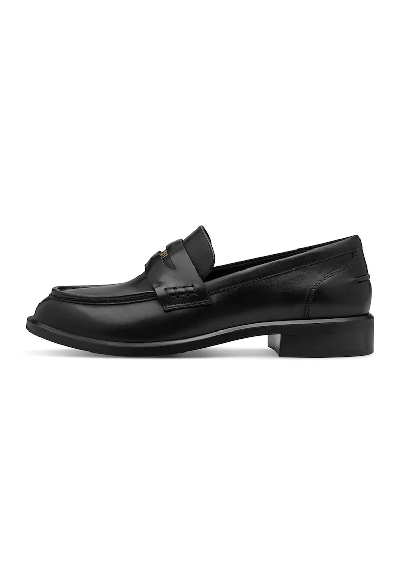 Pantofi loafer din piele cu model uni, Negru
