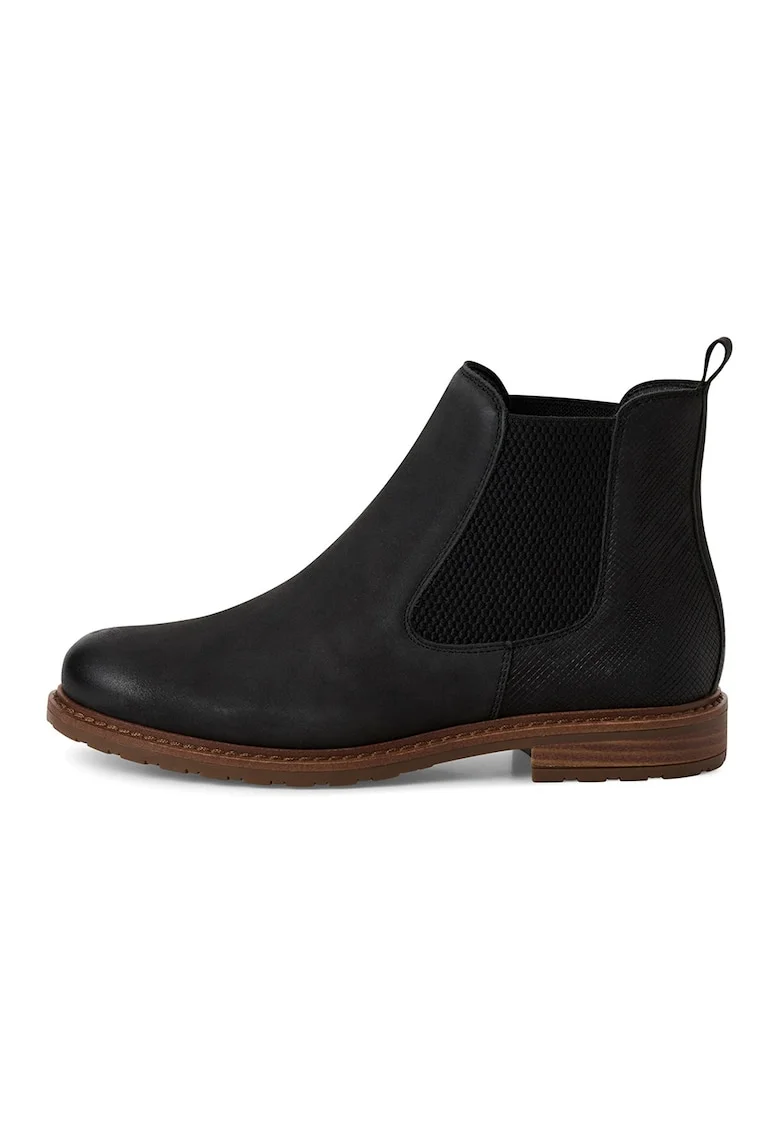 Ghete Chelsea de piele, Negru/Caramel