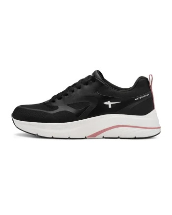 Pantofi sport din piele ecologica si material textil cu talpa wedge, Negru/Alb murdar