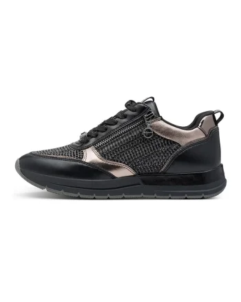 Pantofi sport din material textil cu garnituri din piele ecologica, Auriu/Negru
