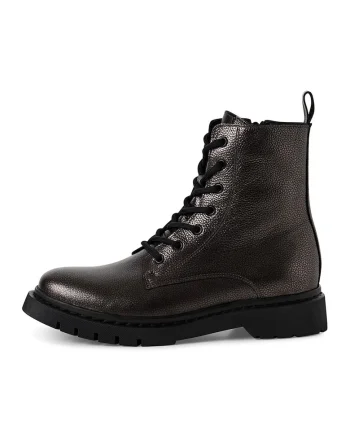 Bocanci de piele cu fermoar lateral, Negru stins