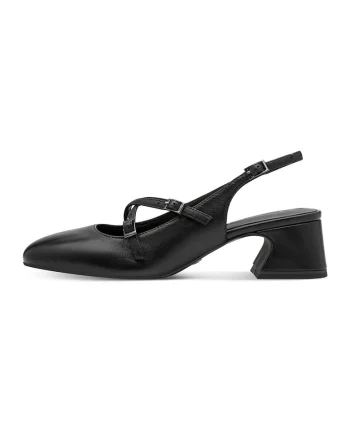 Pantofi din piele cu varf patrat, Negru