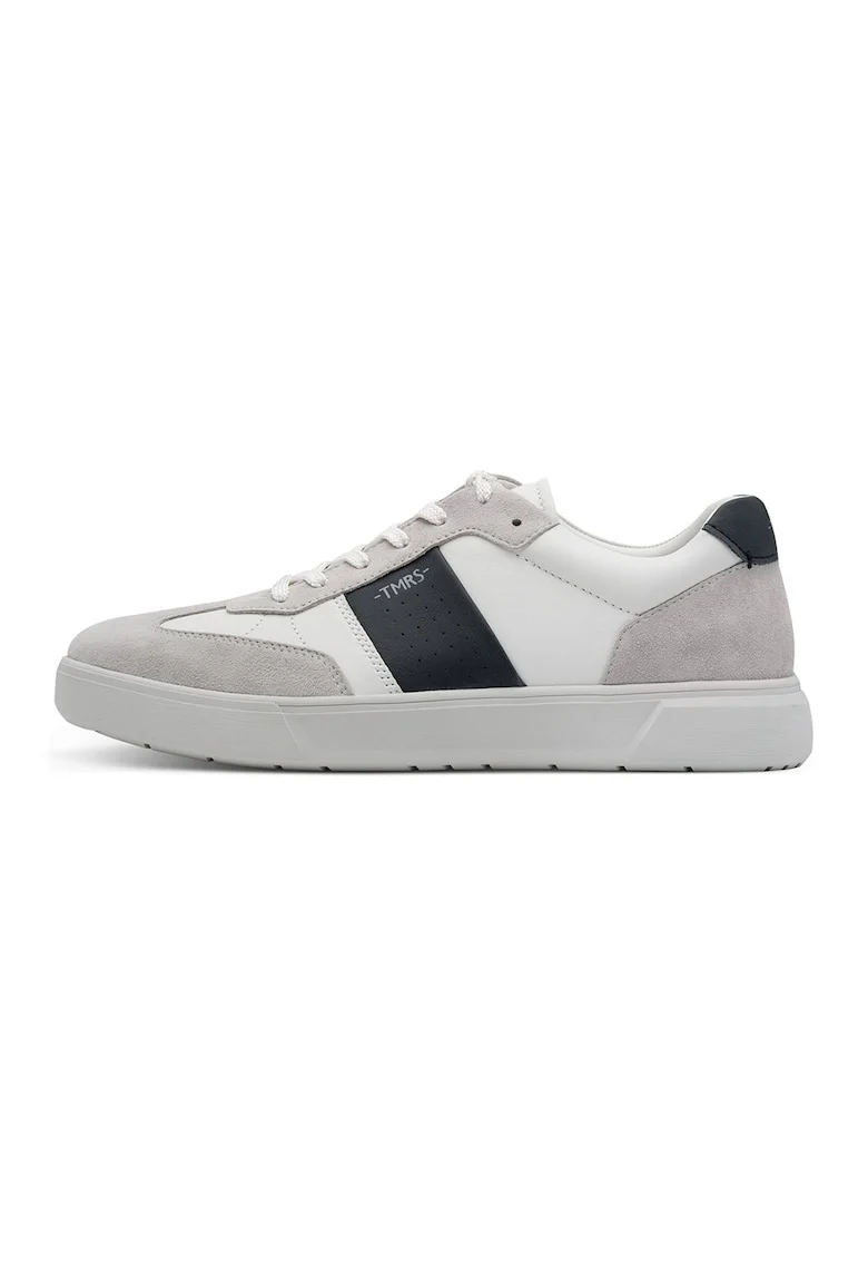 Pantofi sport cu insertii din piele intoarsa, Gri deschis/Negru stins/Alb murdar