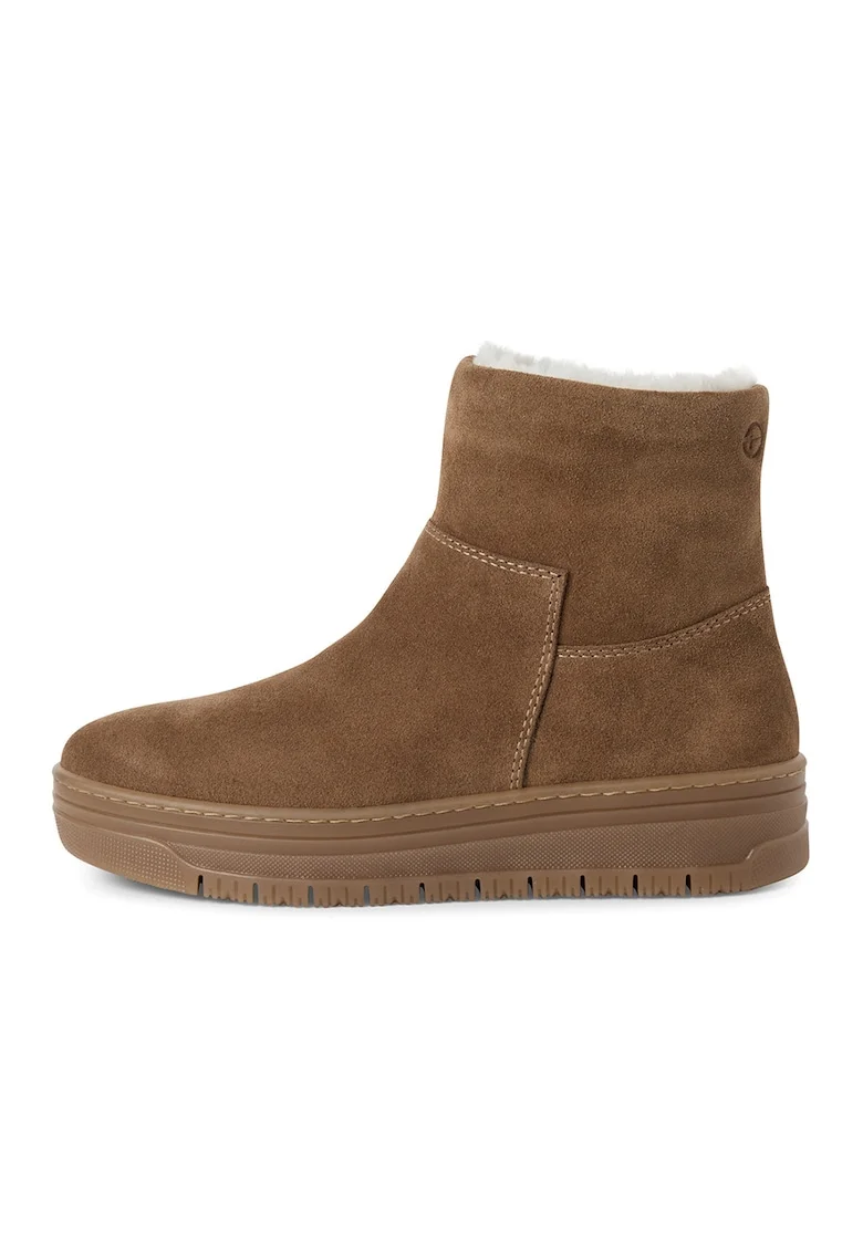 Ghete de piele intoarsa cu fermoar, Caramel