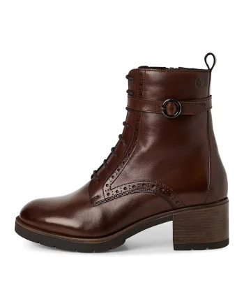 Ghete de piele cu garnituri cu perforatii, Maro cognac
