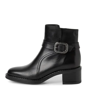 Botine de piele cu catarama, Negru
