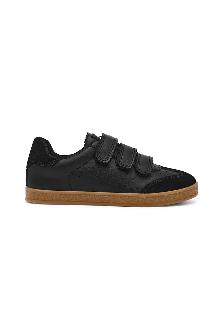 Pantofi sport de piele intoarsa si piele cu velcro Daybreak, Negru