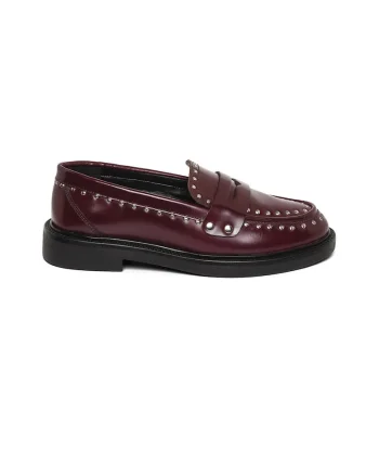 Pantofi loafer cu nituri Harloe, Visiniu/Argintiu
