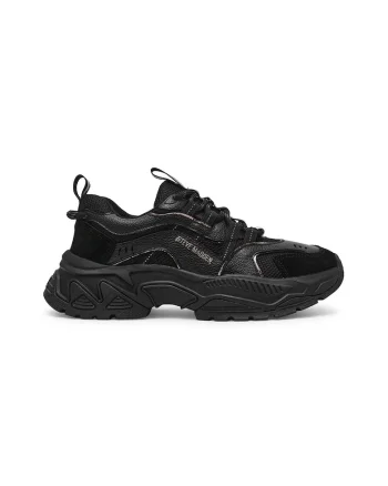 Pantofi sport demi-wedge cu garnituri de piele intoarsa, Negru stins