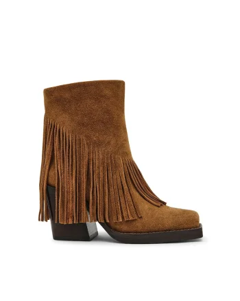 Botine de piele intoarsa cu canafi Chestnut, Caramel