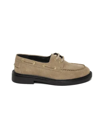 Pantofi uni de piele intoarsa, Maro taupe deschis
